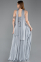 Robe De Soirée Mousseline Longue Anthracite ABU5786