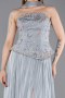 Robe De Soirée Mousseline Longue Anthracite ABU5786