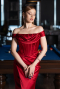 Robe De Soirée Satin Longue Rouge ABU5976