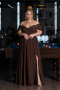 Robe De Soirée Grande Taille Mousseline Longue Brun ABU3738