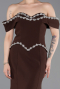 Robe De Soirée Grande Taille Longue Brun ABU6199
