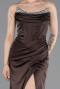 Robe de Soirée Longue Satin Brun ABU6200