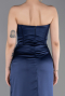 Robe de Soirée Longue Satin Bleu Marine ABU6200