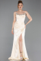 Robe de Soirée Longue Satin Jaune ABU6200