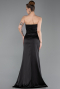 Robe de Soirée Longue Satin Noir ABU6200