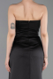 Robe de Soirée Longue Satin Noir ABU6200