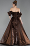 Robe de Soirée Longue Satin Brun ABU6201