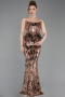 Robe de Soirée Longue Squameuse Cuivre ABU6202