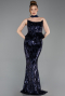 Robe de Soirée Longue Squameuse Bleu Marine ABU6202