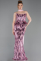 Robe de Soirée Longue Squameuse Poudre ABU6202