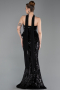 Robe de Soirée Longue Squameuse Noir ABU6202