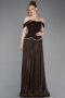 Robe de Soirée Longue Mousseline Brun ABU6203