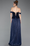 Robe de Soirée Longue Mousseline Bleu Marine ABU6203