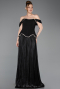 Robe de Soirée Longue Mousseline Noir ABU6203