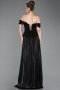 Robe de Soirée Longue Mousseline Noir ABU6203