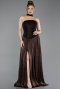 Robe De Soirée Mousseline Longue Brun ABU5957