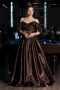 Robe de Soirée Longue Satin Brun ABU6201