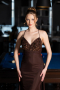 Robe de Soirée Longue Satin Brun ABU6152