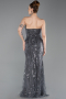 Robe de Soirée Longue Perlé Anthracite ABU6205