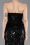 Robe de Soirée Grande Taille Longue Perlé Noir ABU6206
