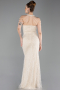 Robe De Soirée Perlé Longue Beige ABU6073