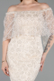 Robe de Cérémonie Midi Perlé Beige ABK2634