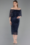 Robe de Cérémonie Midi Perlé Bleu Marine ABK2634