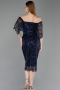 Robe de Cérémonie Midi Perlé Bleu Marine ABK2634