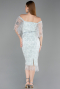 Robe de Cérémonie Midi Perlé Menthe ABK2634