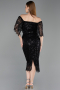Robe de Cérémonie Midi Perlé Noir ABK2634