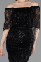 Robe de Cérémonie Midi Perlé Noir ABK2634