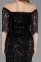 Robe de Cérémonie Midi Perlé Noir ABK2634