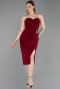 Robe de Cérémonie Midi Rouge Bordeaux ABK2637
