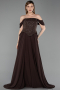 Robe de Soirée Longue Mousseline Brun ABU6221
