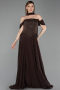 Robe de Soirée Longue Mousseline Brun ABU6221