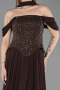 Robe de Soirée Longue Mousseline Brun ABU6221