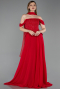 Robe de Soirée Longue Mousseline Rouge ABU6221