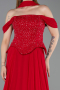 Robe de Soirée Longue Mousseline Rouge ABU6221