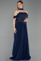 Robe de Soirée Longue Mousseline Bleu Marine ABU6221