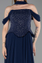 Robe de Soirée Longue Mousseline Bleu Marine ABU6221