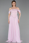 Robe de Soirée Longue Mousseline Poudre ABU6221