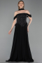 Robe de Soirée Longue Mousseline Noir ABU6221