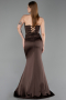 Robe Queue de Poisson Longue Satin Brun ABU6222