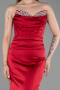 Robe Queue de Poisson Longue Satin Rouge ABU6222