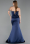 Robe Queue de Poisson Longue Satin Bleu Marine ABU6222