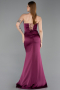 Robe Queue de Poisson Longue Satin Prune ABU6222