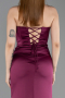 Robe Queue de Poisson Longue Satin Prune ABU6222