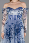 Robe de Soirée Longue Bleu Marine ABU6226