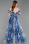 Robe de Soirée Longue Bleu Marine ABU6226