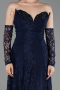Robe de Soirée Longue Dantelle Bleu Marine ABU6229